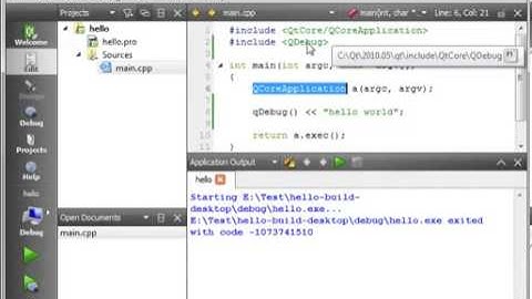 C++ Qt 02   hello world - Sub Esp