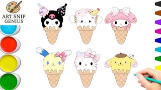 How to Color Sanrio Characters as Ice Cream 🎨✨ | Fun Art for Toddlers