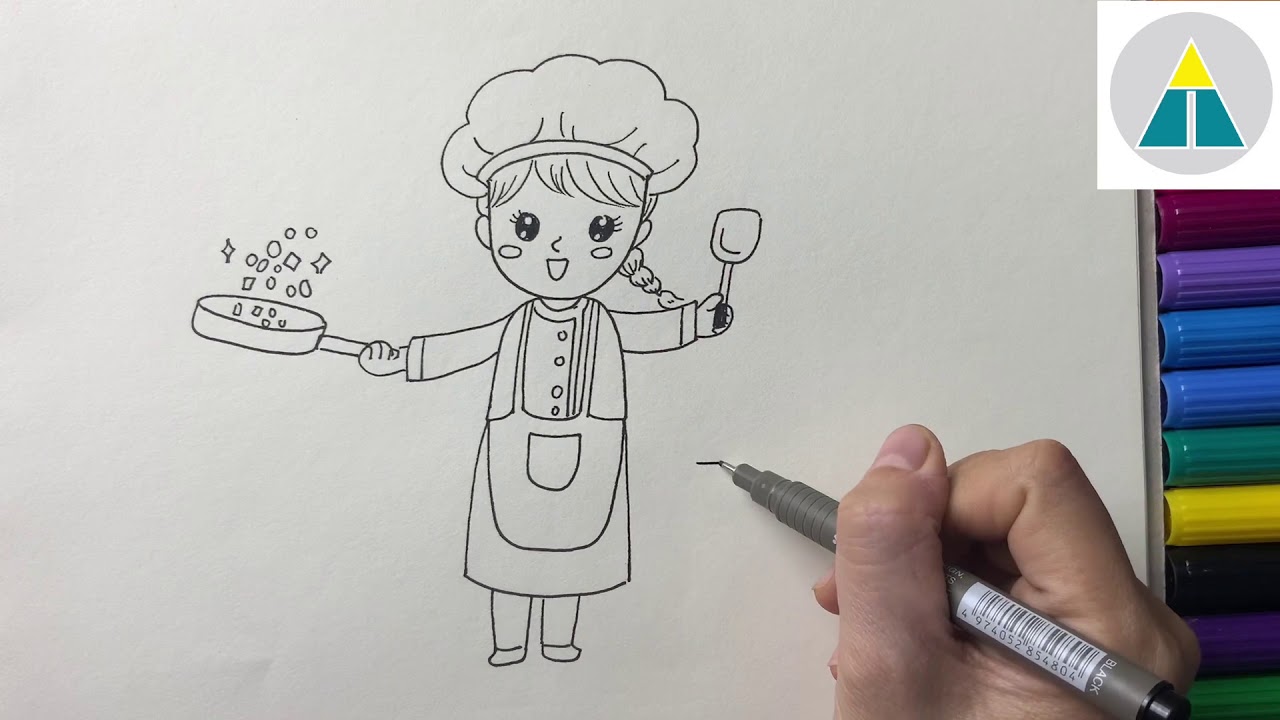 Vẽ Cô Đầu Bếp | Vẽ Tranh Chủ Đề Nghề Nghiệp | Vẽ Siêu Dễ Cùng Hi Art Cute |  Draw A Chef - Youtube