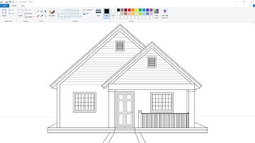 How to draw House / Home step by step in computer using Ms Paint | House Drawing Tutorial.