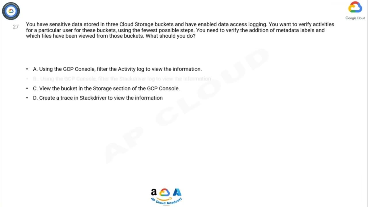 Q27. You have sensitive data stored in three Cloud Storage buckets and