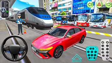 New Hyundai Elantra N Car Vs Bullet Train - 3D Driving Class Android Gameplay - Game Android ios🚌🚌