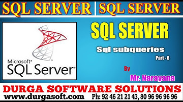 Sql Server tutorial || onlinetraining||sql subqueries Part-8 by Narayana