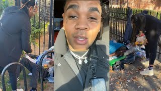 Kevin Gates gives homeless food for Thanksgiving , someone ask why he didn't give them turkeys