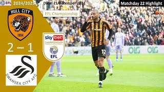 Hull City 2-1 Swansea City, Matchday 22, 2024/25 EFL Championship Highlight