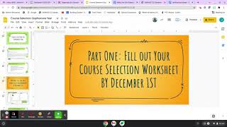 Course Selection for Sophomore Year
