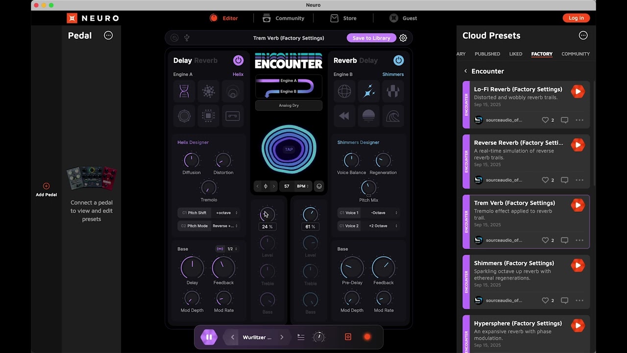 Source Audio「SA264 ENCOUNTER Ambient Delay＋Reverb」