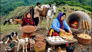 Harvesting Hazelnuts From The Forest And Baking Hazelnut Bread Daily Life Of Nomads