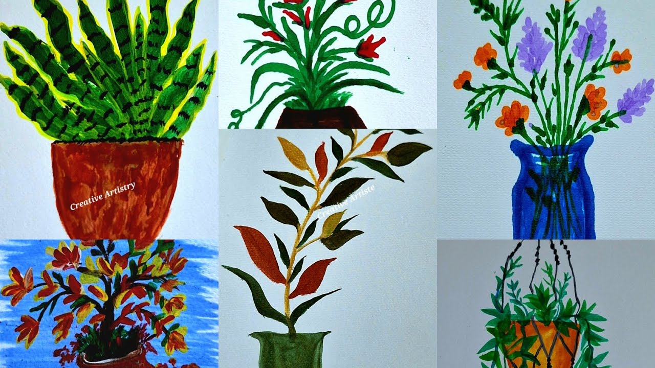 🌿 Easy Plant Painting Ideas | Simple Flower & Leaf Acrylic Painting Tutorial | DIY Botanical Art