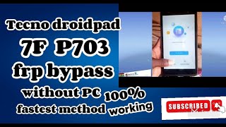 Tecno droidpad 7F P703 frp bypass without PC fastest method screenshot 5