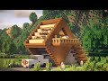 🍀 Minecraft : How to build a Epic Wooden modern house in minecraft | Simple Tutorial |