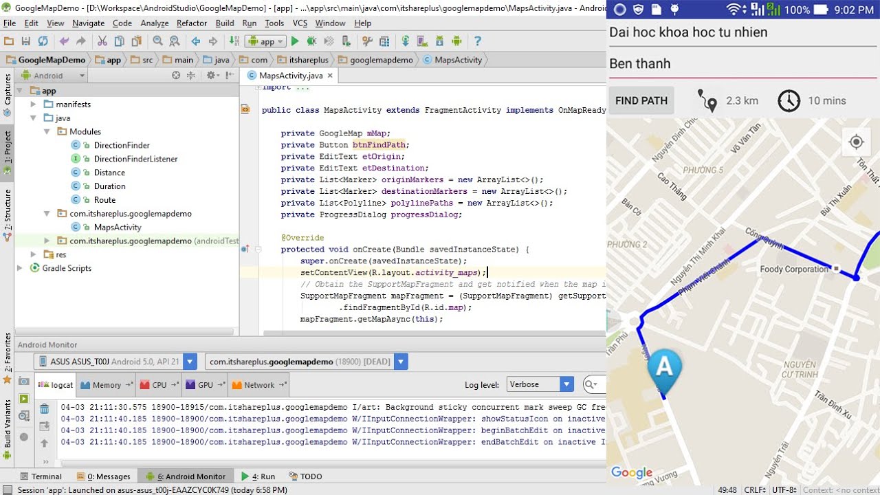 Basic Google Maps Api Android Tutorial + Google Maps Directions Api