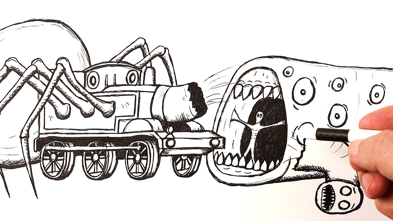 How to draw a Train Eater attacking Thomas The Train EXE