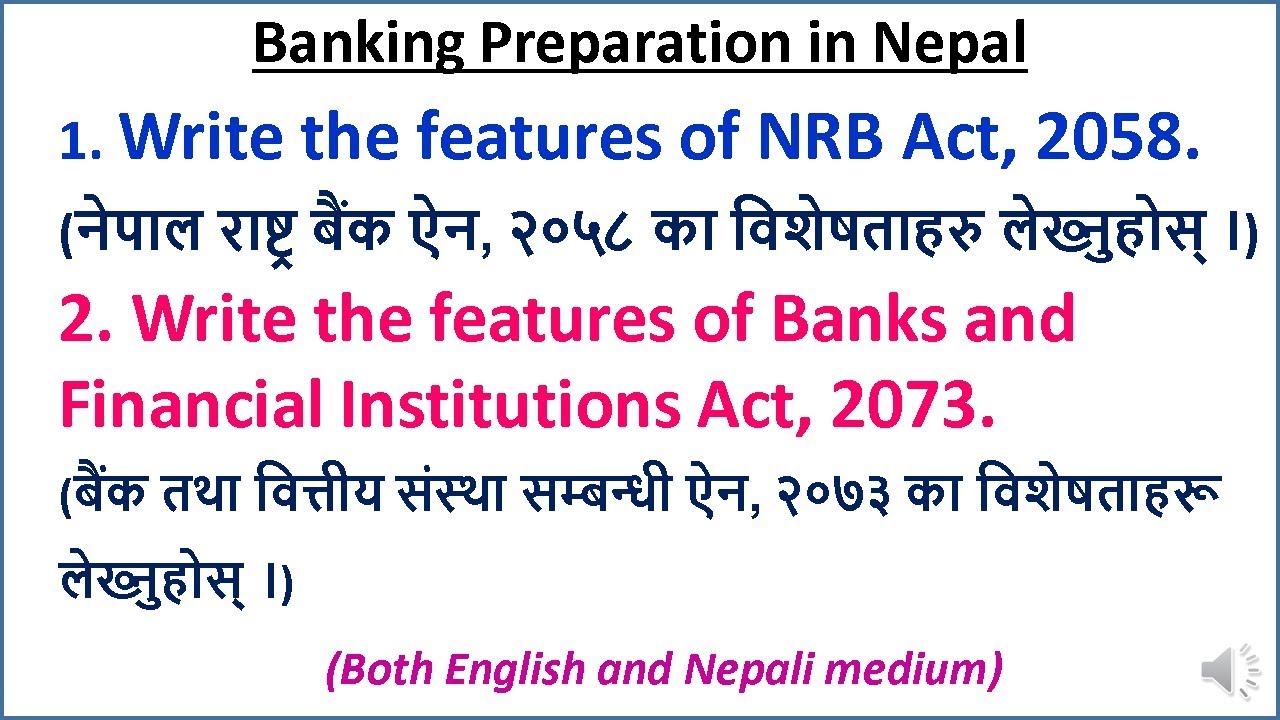 Features of NRB Act, 2058 & BAFIA 2073 ||
