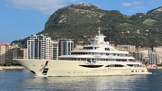 Lady Gulya 111m Lurssen Superyacht (Ex - TIS) Departing Gibraltar Lady Gulya 111m Lurssen Superyacht (Ex - TIS) Departing Gibraltar