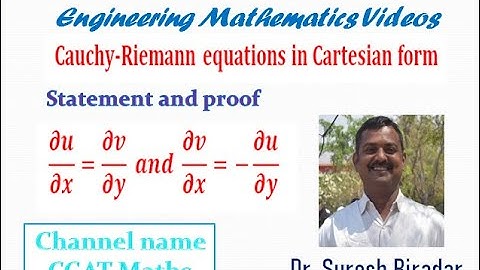 Cauchy-Riemann equations in cartesian form|Complex variable|Analytic function|18MAT41| Dr.Suresh|VTU