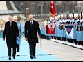 President erdogan receives azerbaijani president ilham aliyev with an official welcoming ceremony