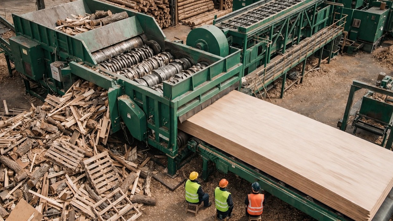 Inside USA Wood Recycling Factory–How Wood Waste Becomes MDF Boards | Modern MDF Production Process