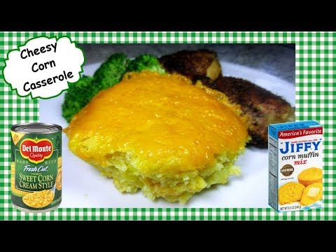 Easy Cheesy Baked Corn Casserole ~ Jiffy Corn Casserole Side Dish Recipe