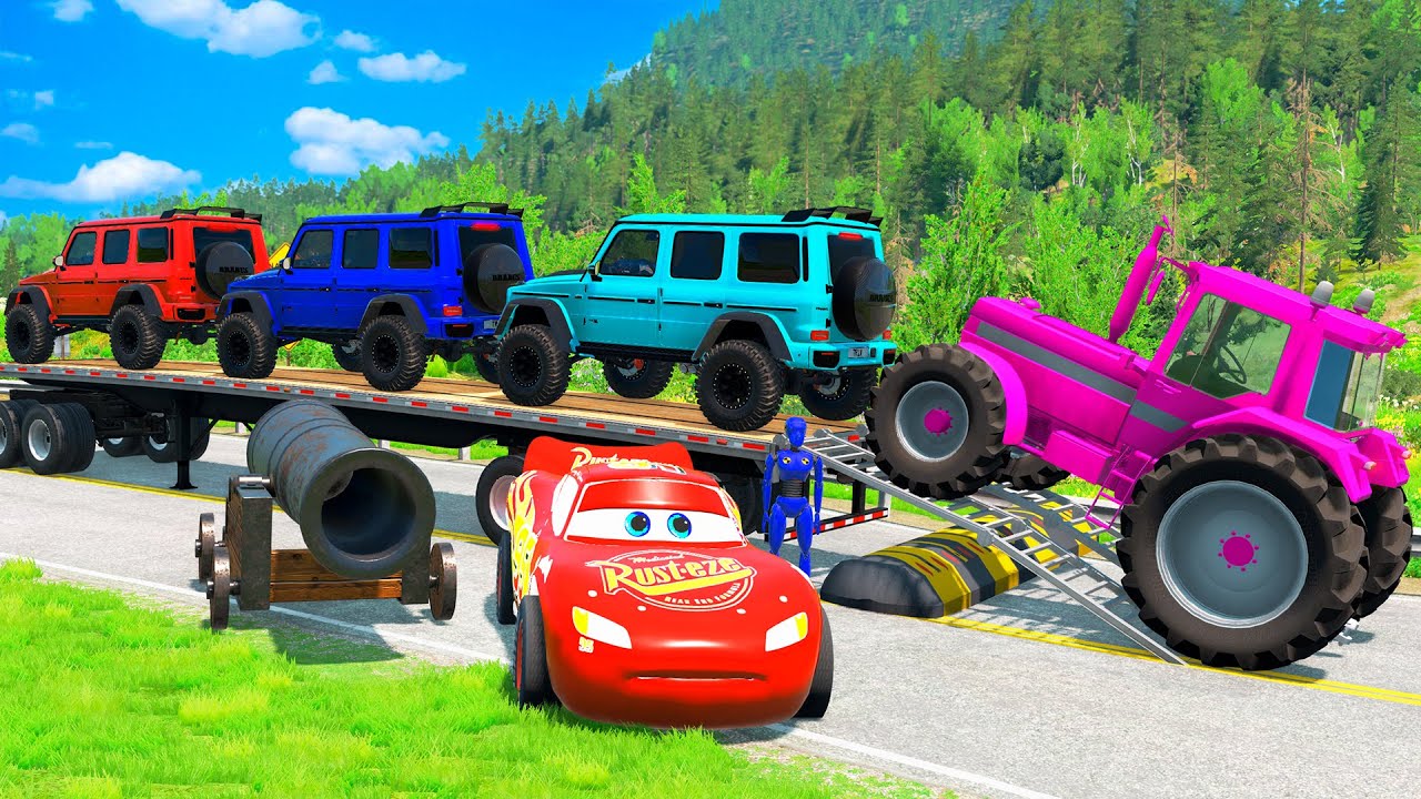 Calm November BeamNG.drive — McQueen Flatbed Transport, Cargo & Tractor | Relaxing Gameplay 