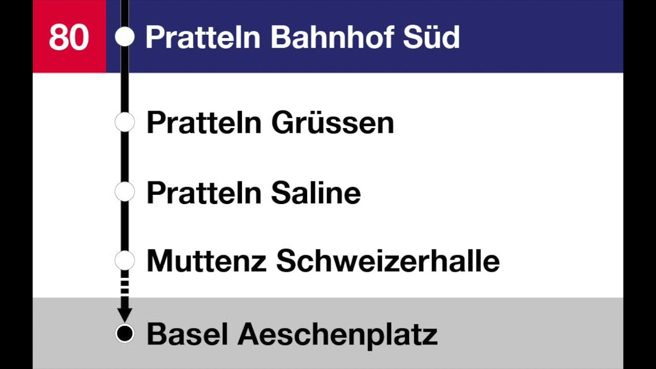 AAGL Ansagen - 80 Liestal – Füllinsdorf – Pratteln – Muttenz – Birsfelden – Basel, Aeschenplatz
