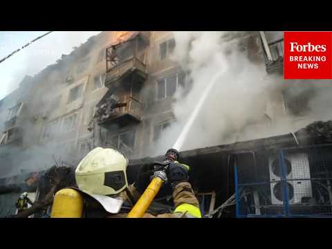 RAW VIDEO: Ukrainians Deal With Aftermath Of Latest Russian Strikes On Kyiv