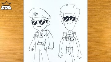 How to Draw little Singham desh ka sipahi and Smashing simba step by step