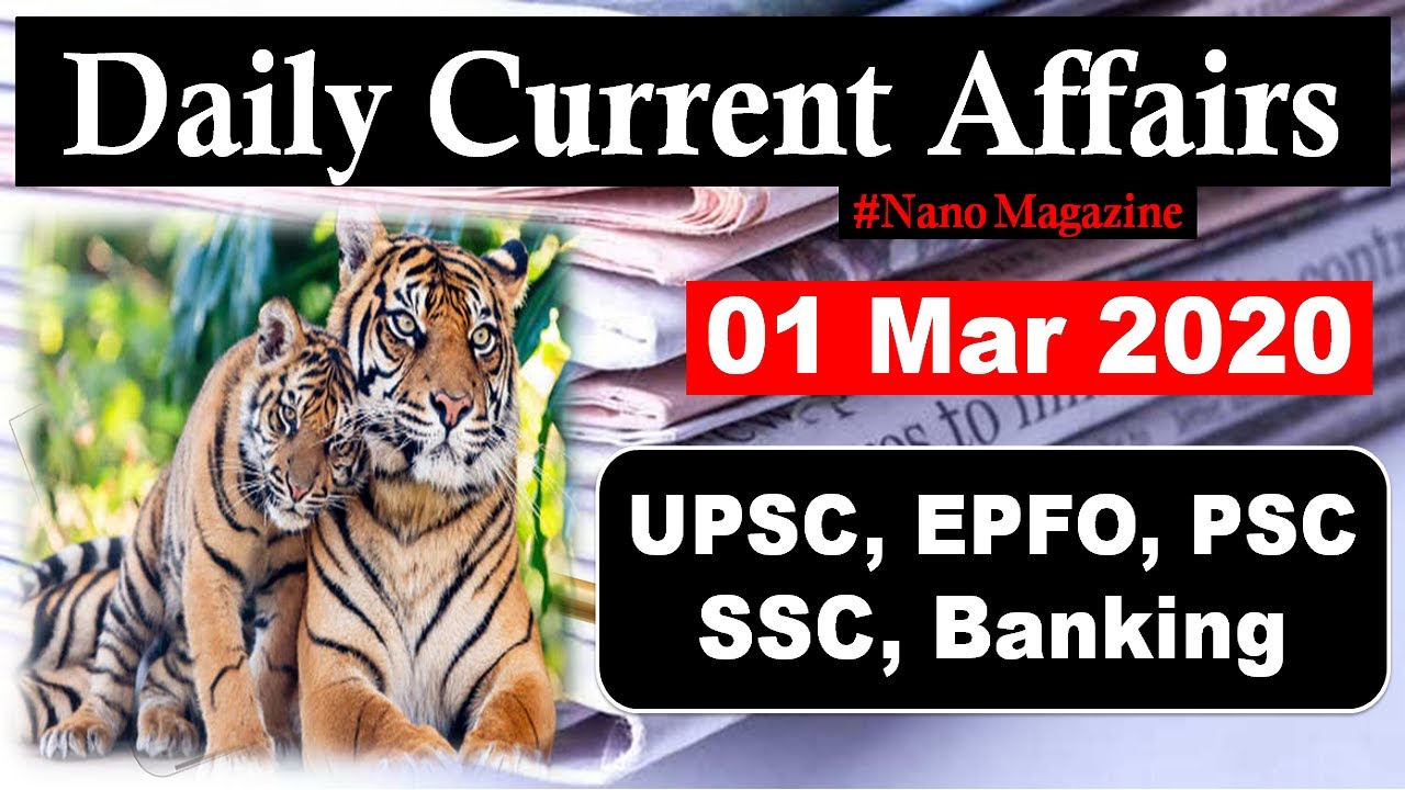 1 March Daily Current Affairs 2020 | The Hindu | PIB News in Hindi By Veer | Nano Magazine | SLV