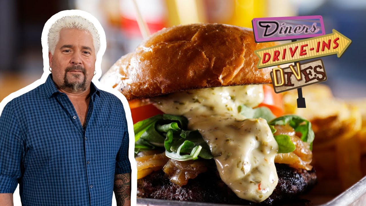 Guy Fieri Eats a Churrasco Steak Burger | Diners, Drive-Ins and Dives | Food Network
