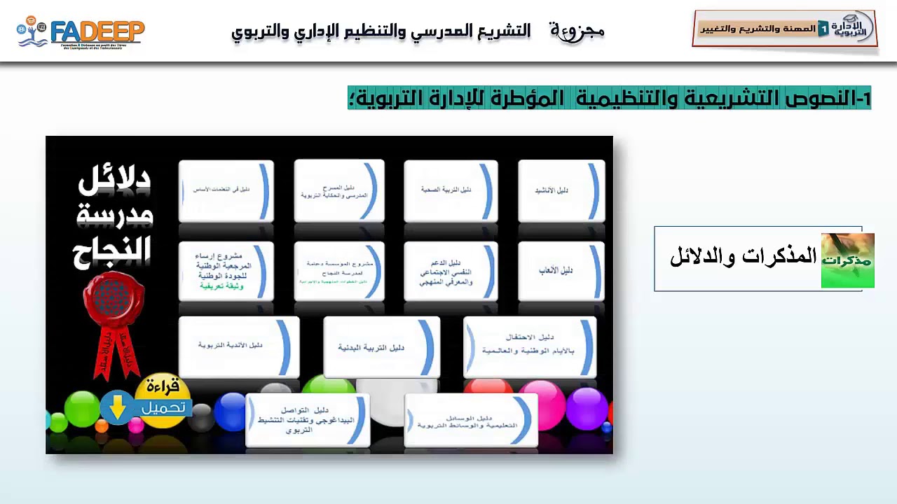 المحور 1المرجعيات القانونية والتنظيمية-المجزوءة2-الإدارة التربوية1-FADEEP