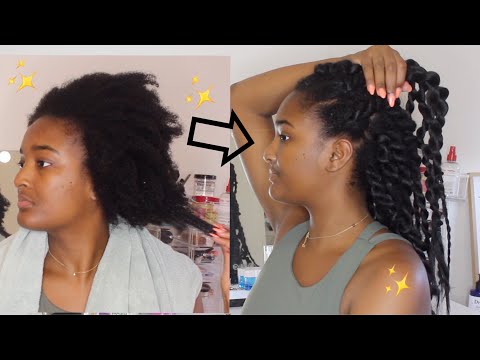 EASY JUMBO TWISTS | 4C Hair | Rubber Band Method