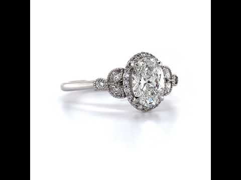 Petite Oval and Marquise Moissanite Halo Engagement Ring ring video