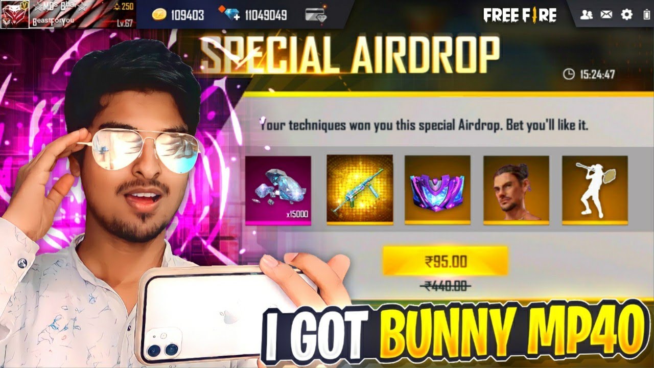 I Got Crazy Bunny MP40 Permanent Garena Send Me Surprise Gift - Garena Free Fire