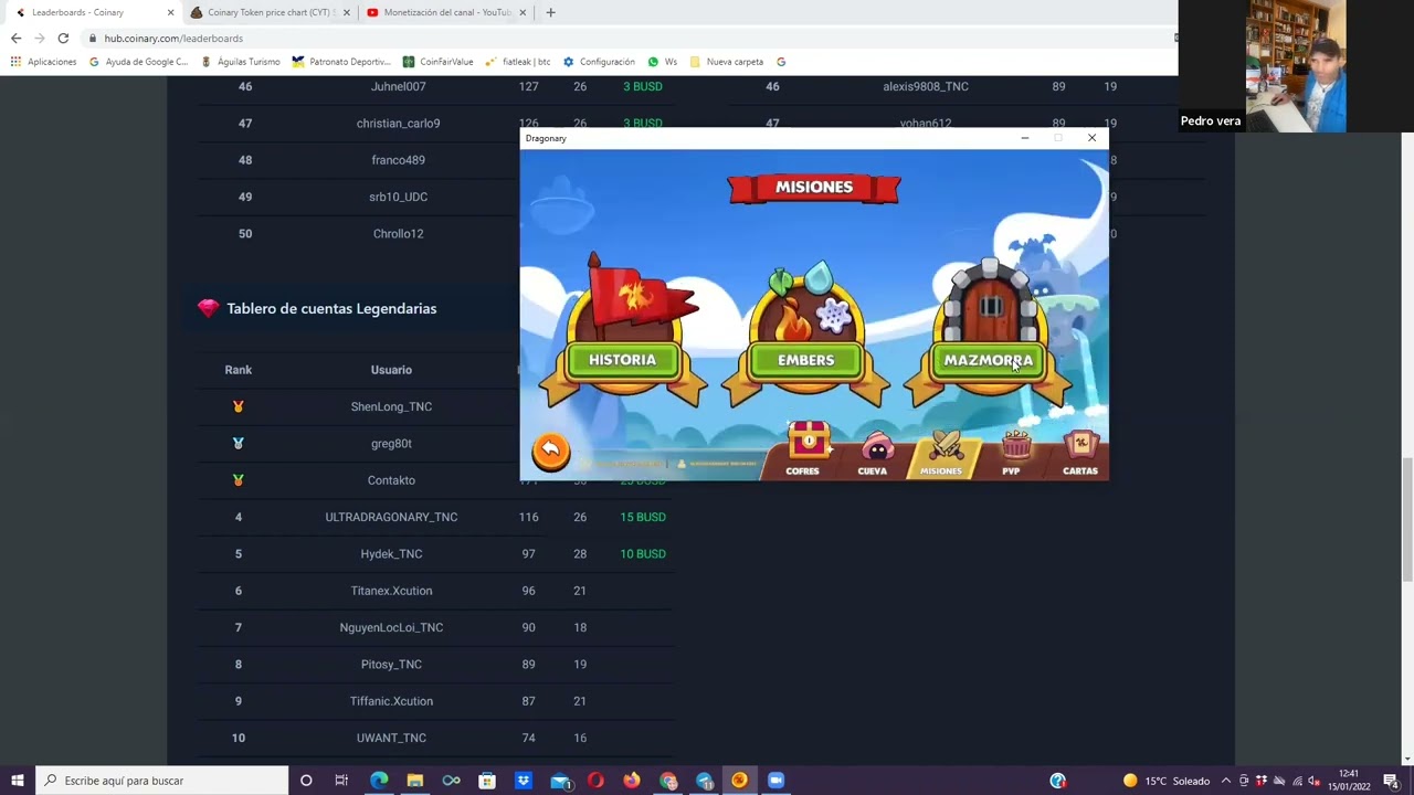 Como ver las Islas y Cofres de Dragonary en Binance, Mazmorras, Precio CYT, leaderboard y algo mas.