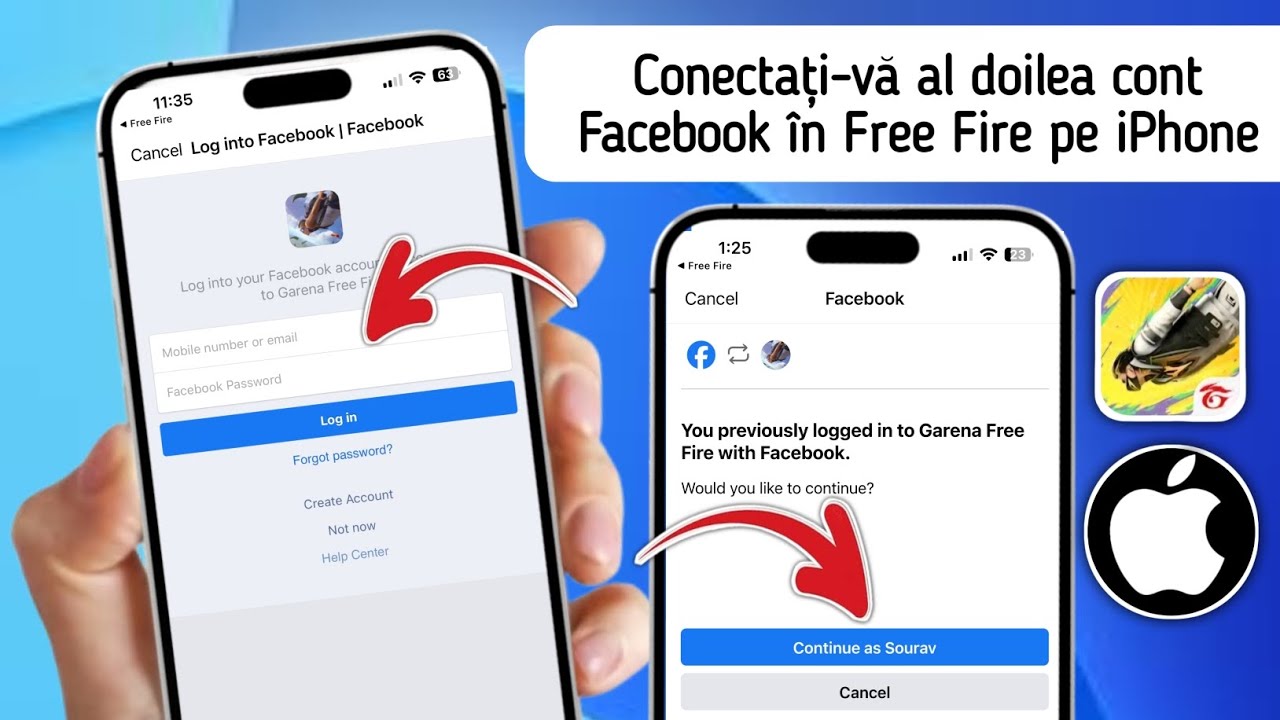 Cum să vă autentificați al doilea cont Facebook în Free Fire în iPhone