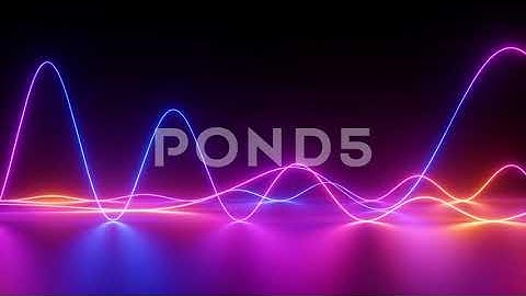 Glowing Neon Lines, Abstract Background, Equalizer, Signal Chart, Ultraviolet