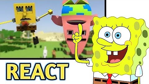 Spongebob Reacts Spongebob in Minecraft part: 2!!!