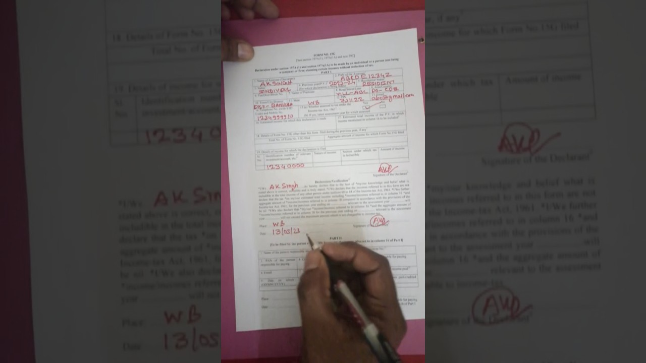 mannualy fillup 15g against Bank FD to avoid TDS | form 15g