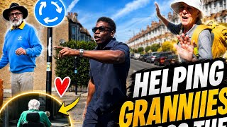 Helping the elderly cross the road