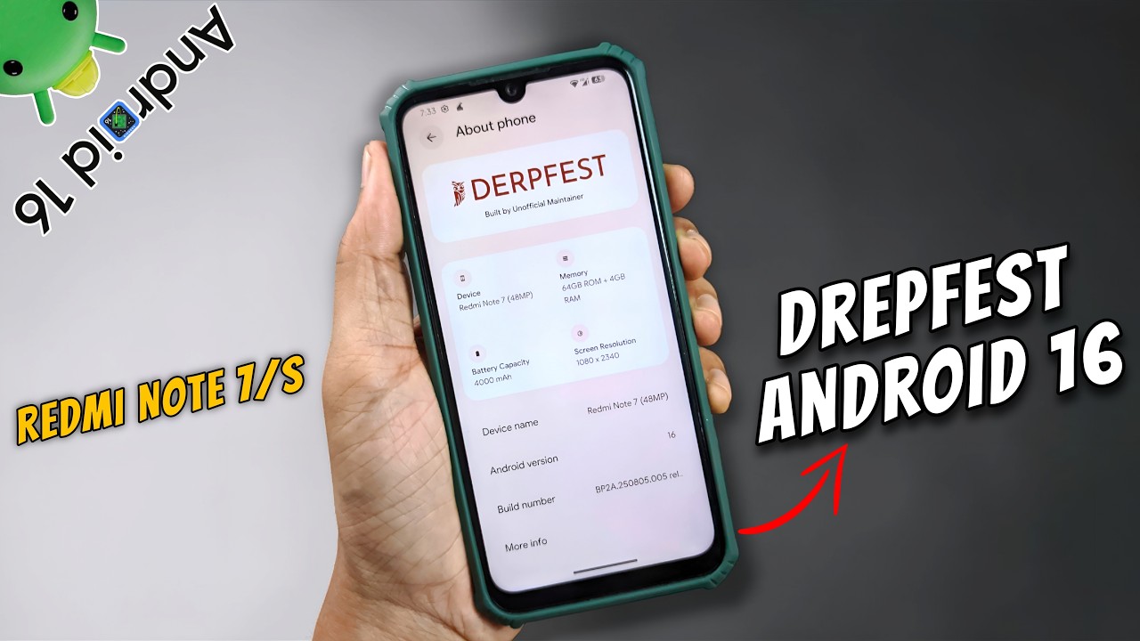 Прошивка DerpFest ROM Android 16 для Redmi Note 7 – стоит ли её устанавливать? 🤔