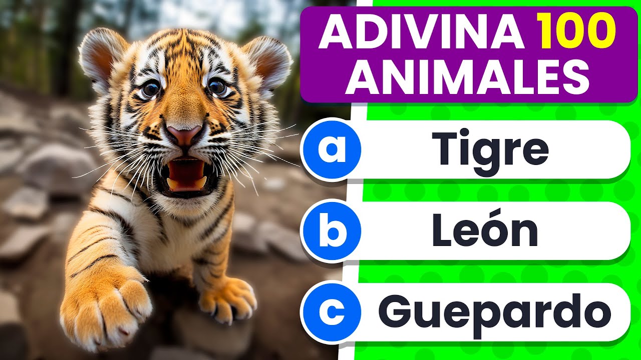 Adivina 100 ANIMALES 🦁🐢🦉 - De Nivel Fácil a IMPOSIBLE 🤯 | ¿Cuánto Sabes de Animales? 🧐