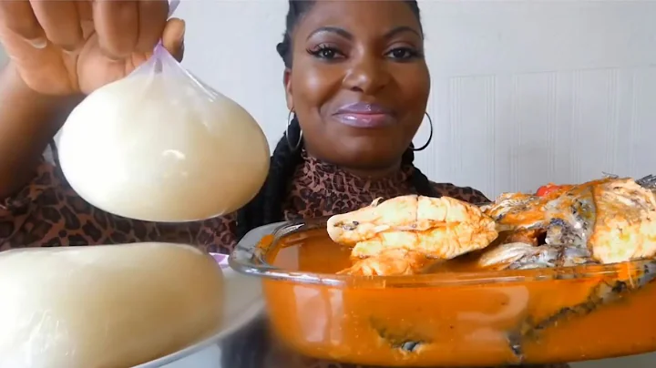 Asmr mukbang fish pepper soup with water cassava fufu