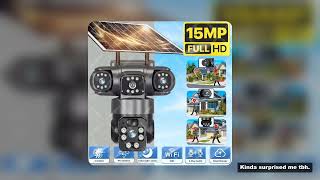 WiFi Solar Camera Three Lenses Outdoor 15MP 8K HD Low Power Battery IP Camera PIR Night Vision V380