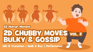 2D Chubby Moves Vol.2-Bulky & Gossip | Motions with Expressive Facial Animations | Cartoon Animator