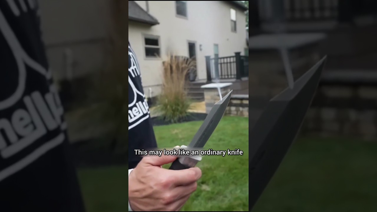 Этот нож для выживания выпускает сжатый газ после удара 