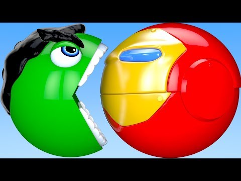 Learn Colors PACMAN and Hulk Iron Man Farm Watermelon Tractor Surprise Toy for Kid Children