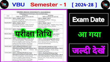 VBU Fyugp Semester 1 2024 - 28 Examination date l sem 1 exam date l semester 1 Pariksha kab hoga