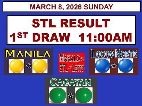 STL 1ST Draw 11AM Result STL Manila  STL Ilocos Norte STL Cagayan MARCH 8, 2026 SUNDAY