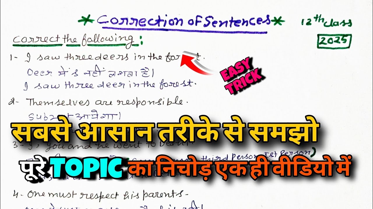 Syntax | Common Errors | Correction of Sentences - YouTube