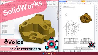 SolidWorks | 3D CAD EXERCISES 92 | StudyCadCam | Solution Tutorial |
